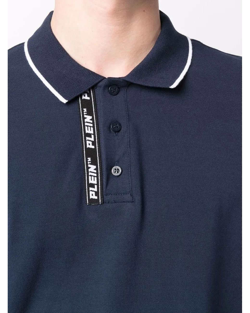 Philipp Plein Blue Logo Embroidered Polo Shirt for men
