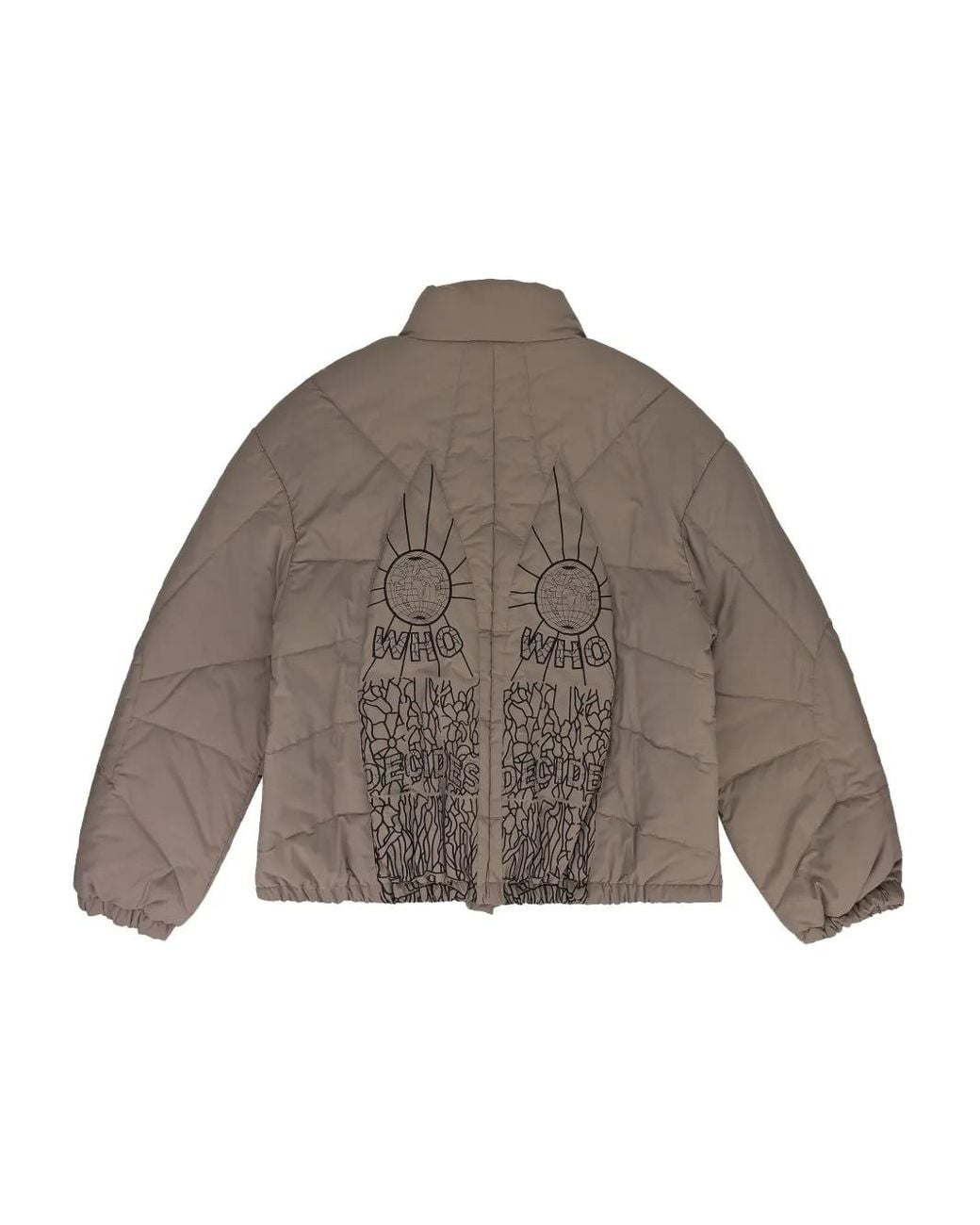 Who Decides War Brown Embroidered Padded Jacket for men