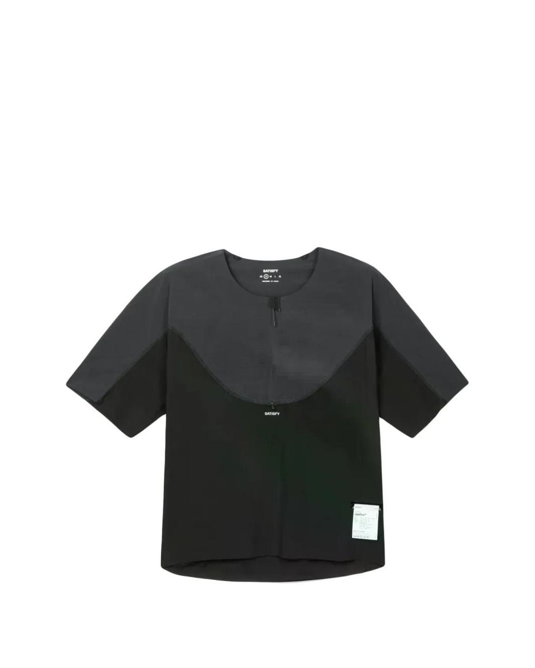 Satisfy Black Panelled Zip-Neck T-Shirt for men
