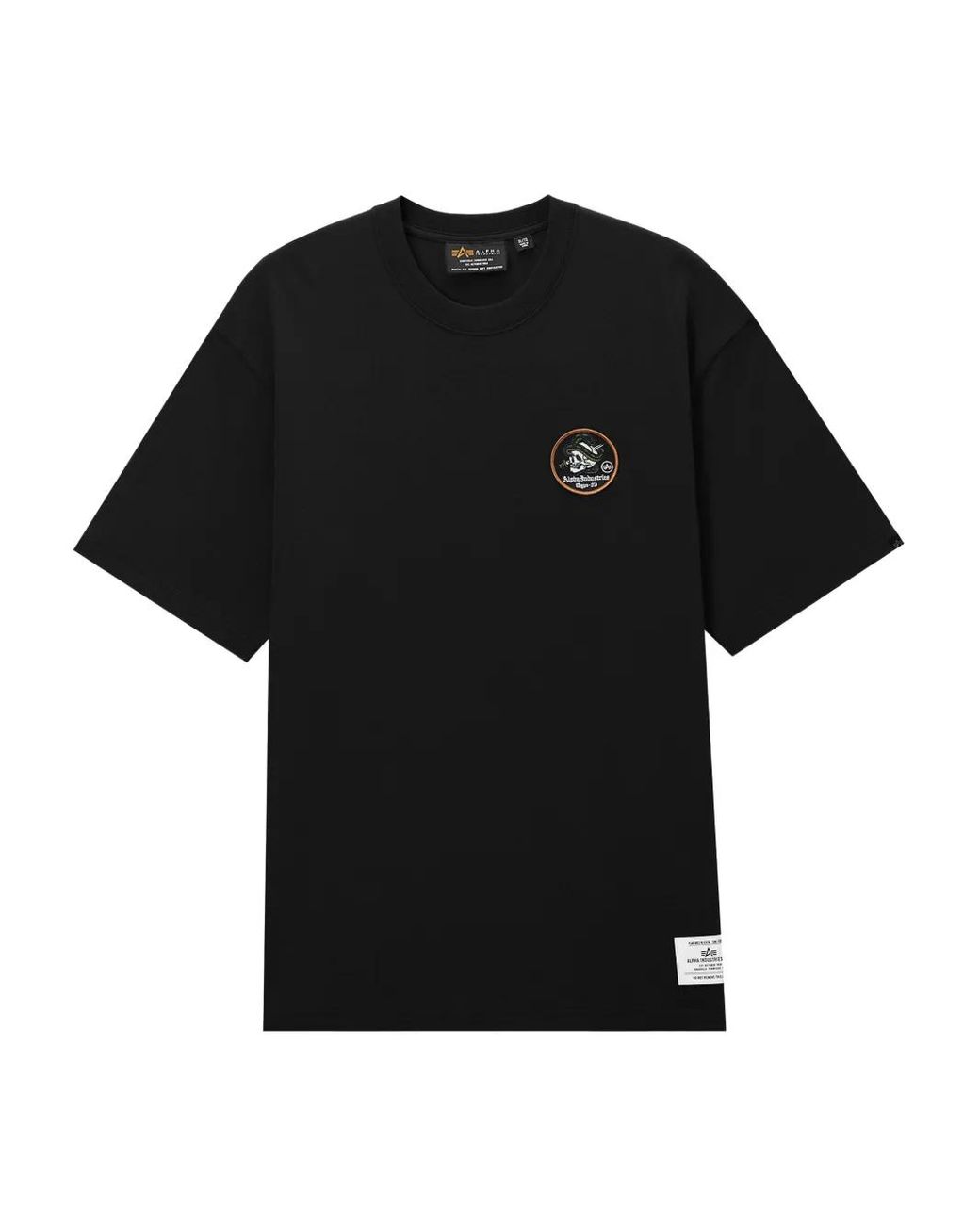 Alpha Industries Black Skull-Patch Cotton T-Shirt for men