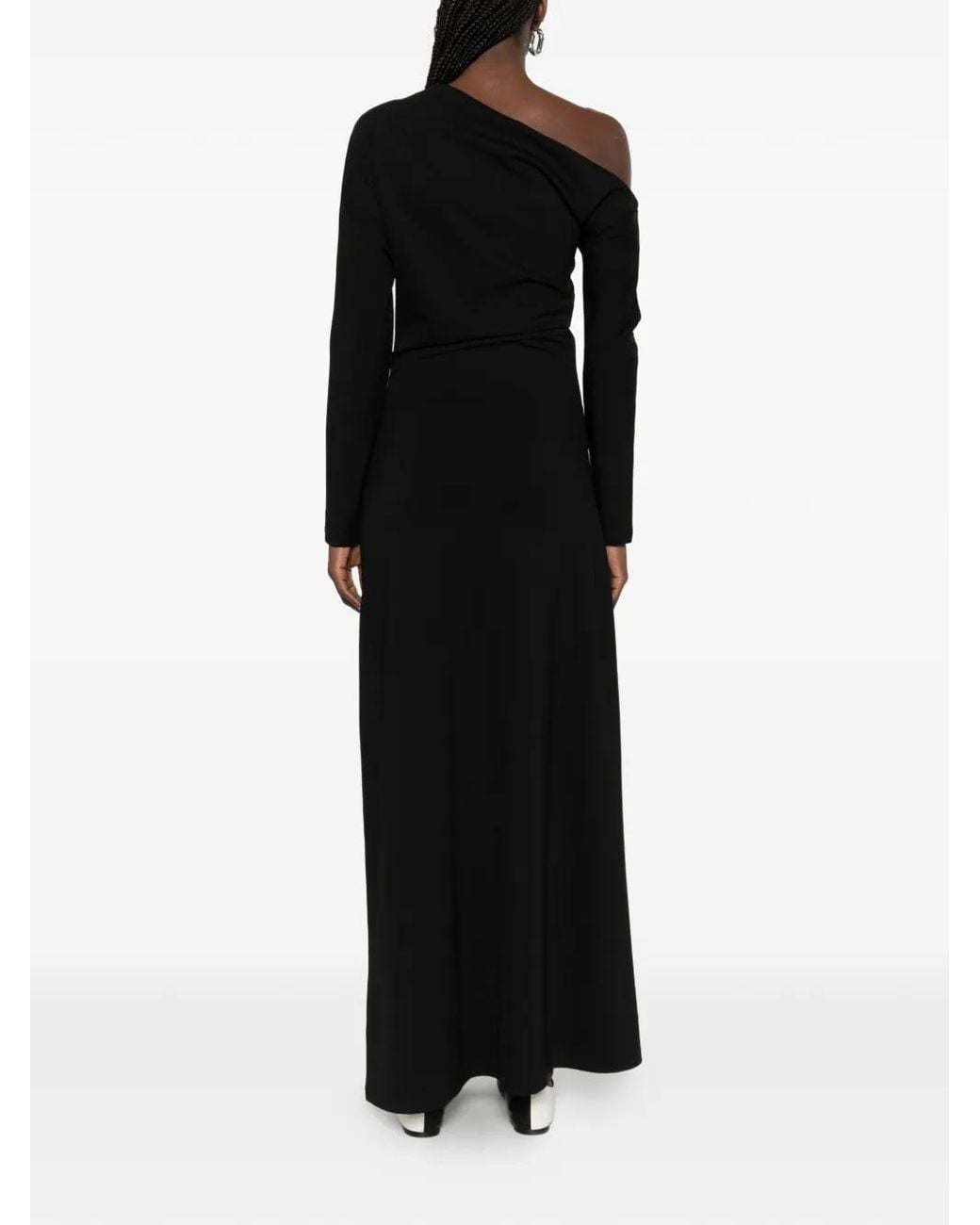 Rohe Geplooide Maxi-Jurk in het Black