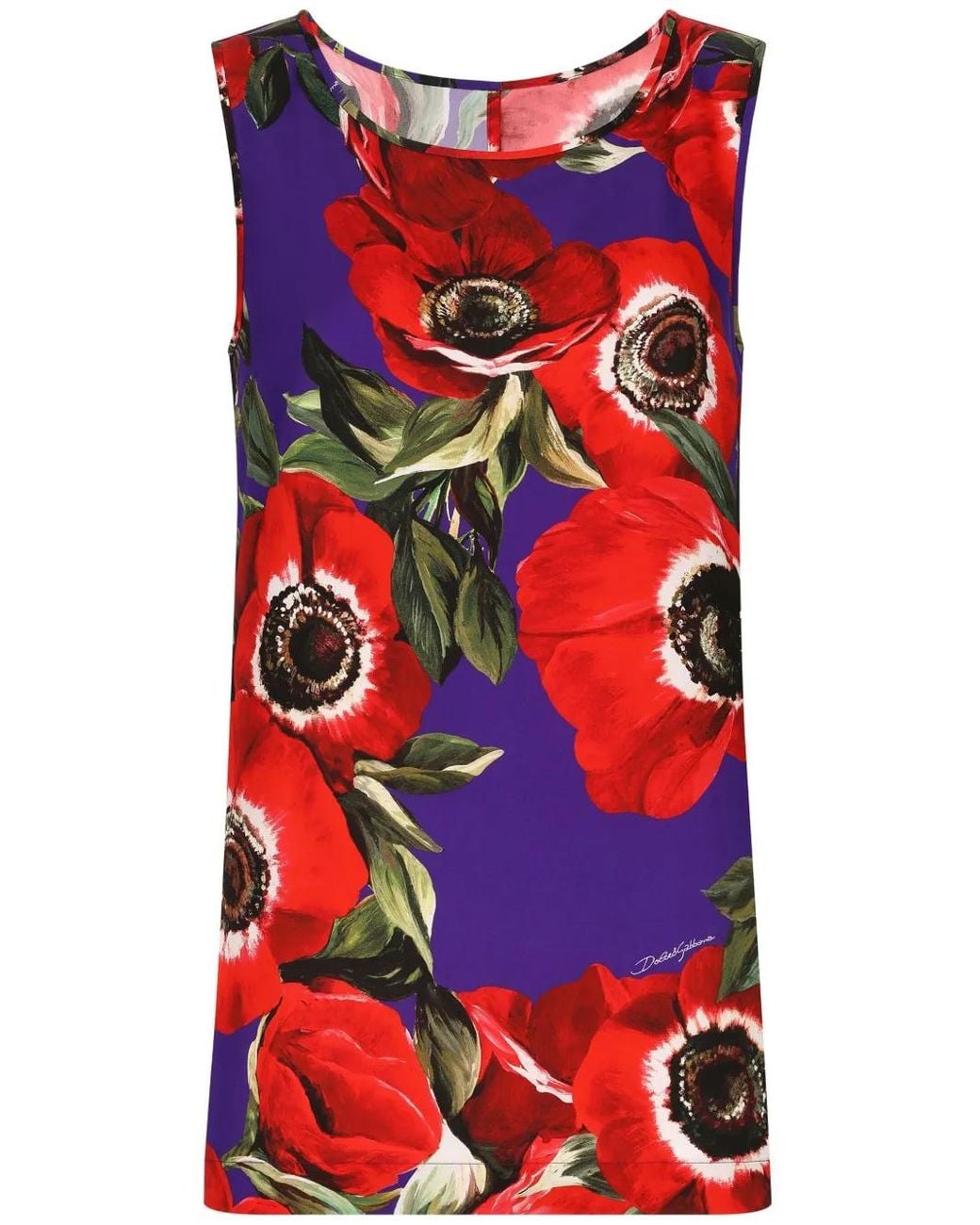 Dolce & Gabbana Red Printed Tank Top