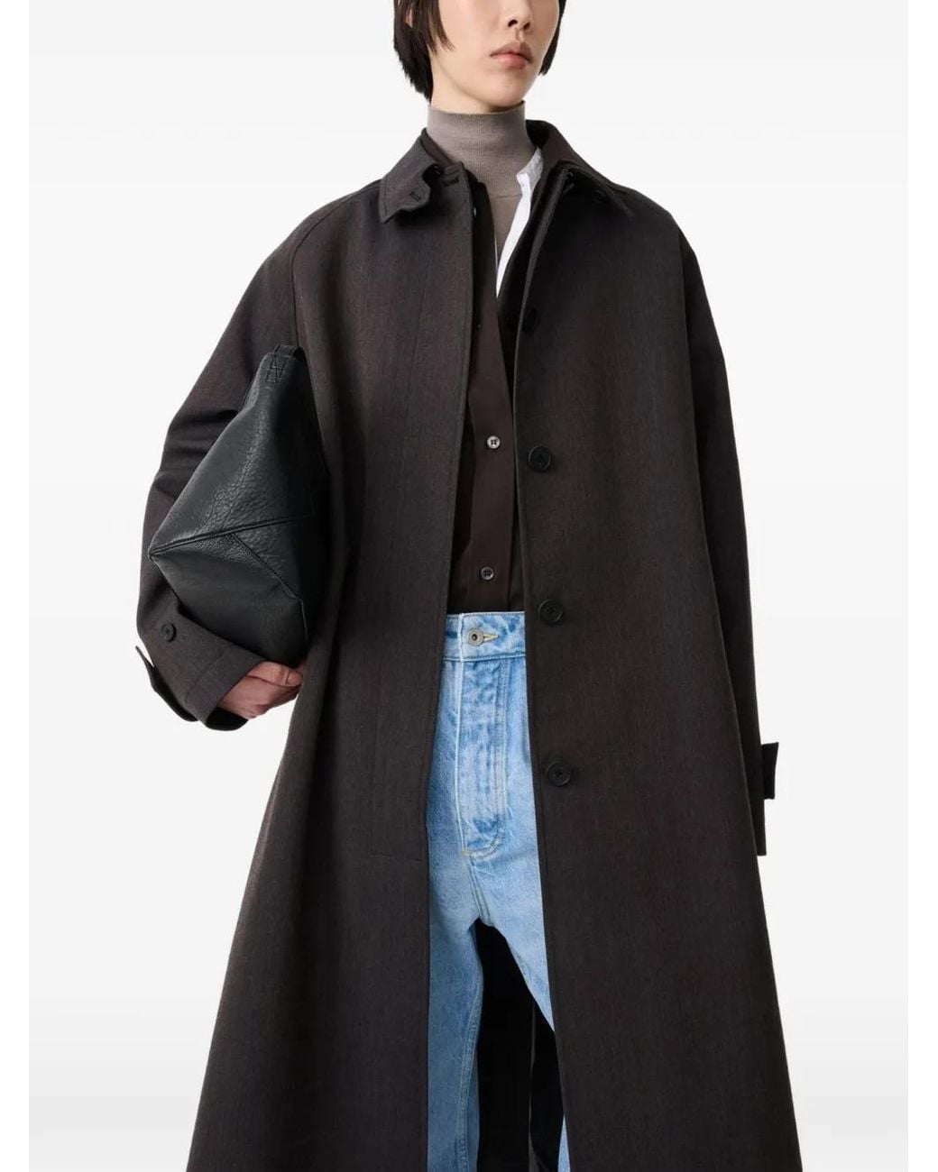 Studio Nicholson Black Holin Oversized Trench Coat