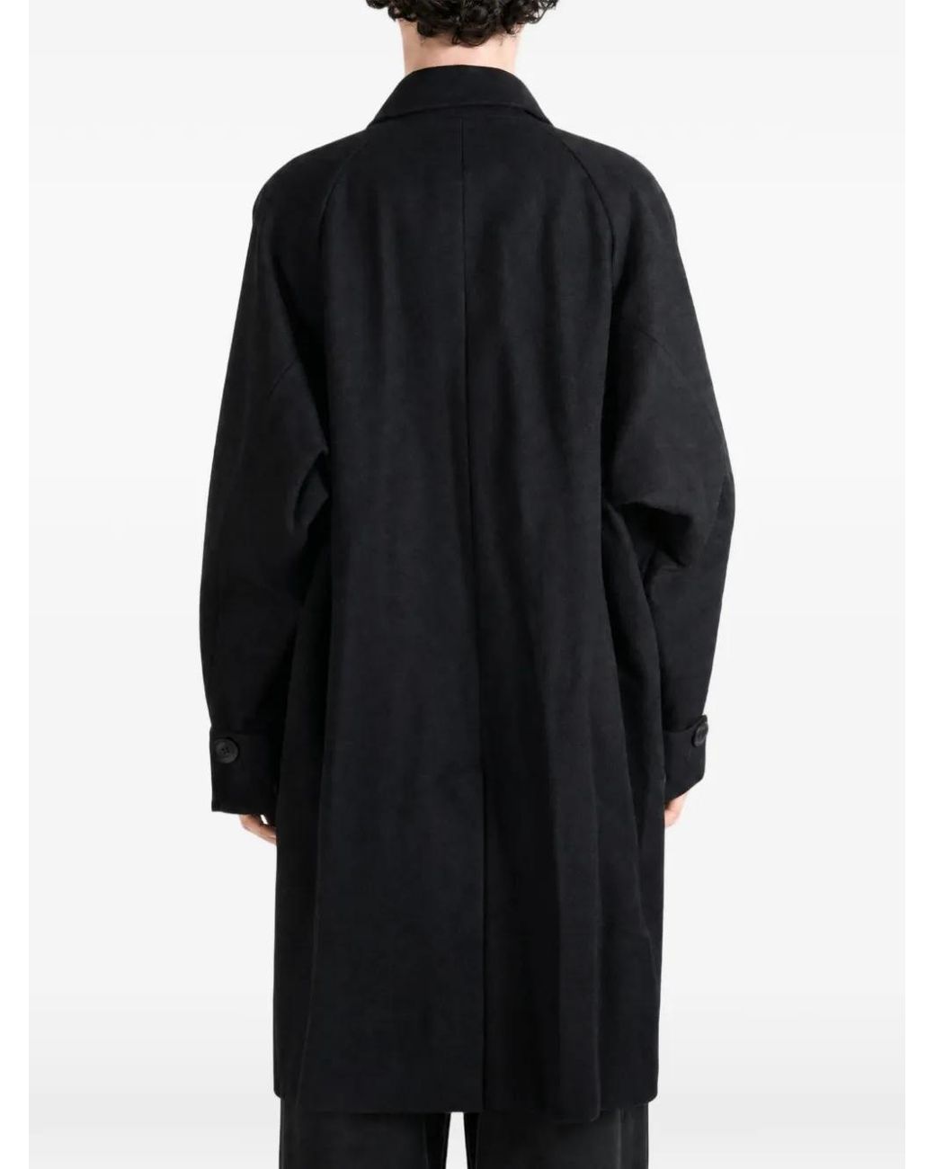 Yohji Yamamoto Black Double-Breasted Raglan-Sleeve Jacket for men