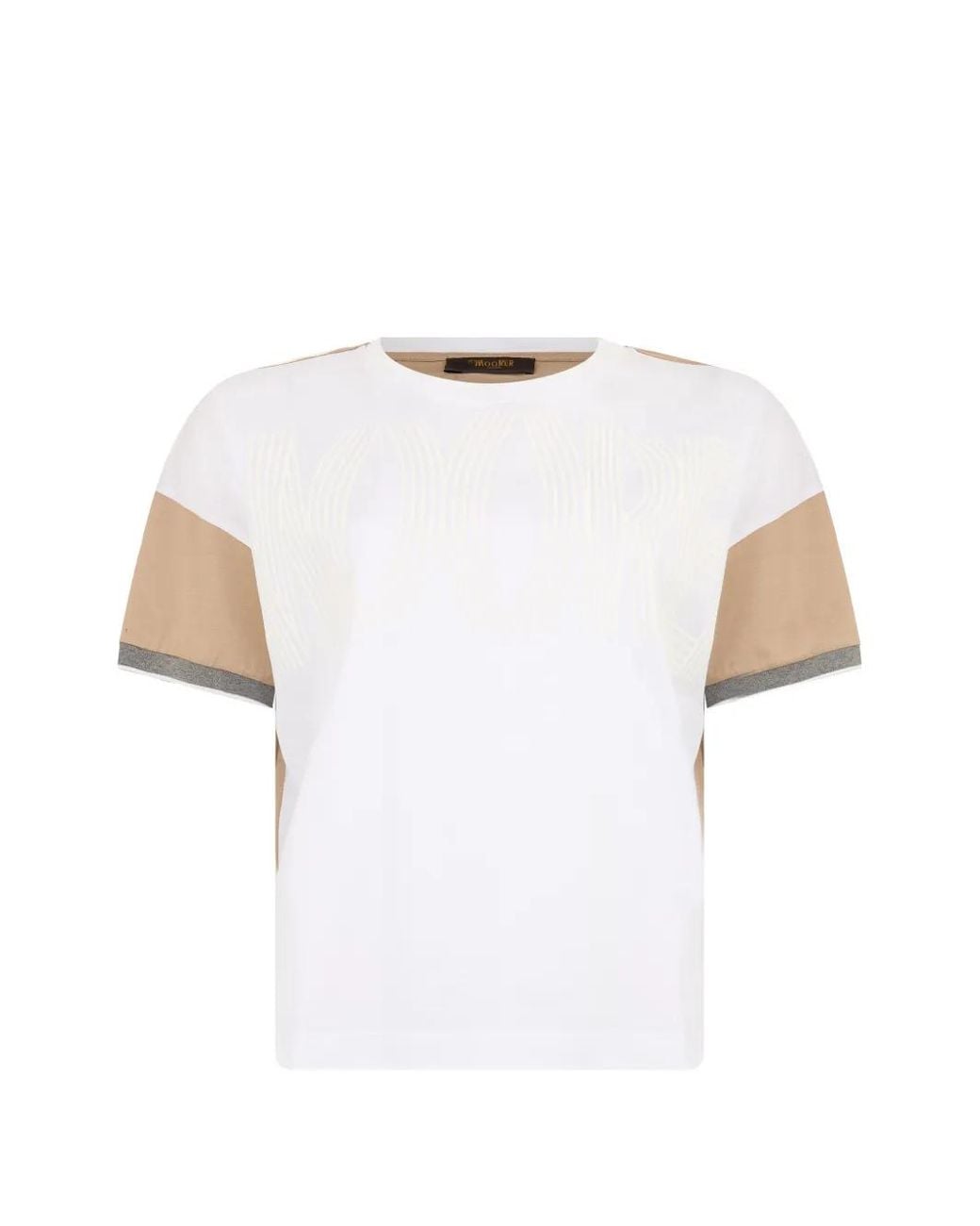 Moorer White Logo-Print Panelled T-Shirt
