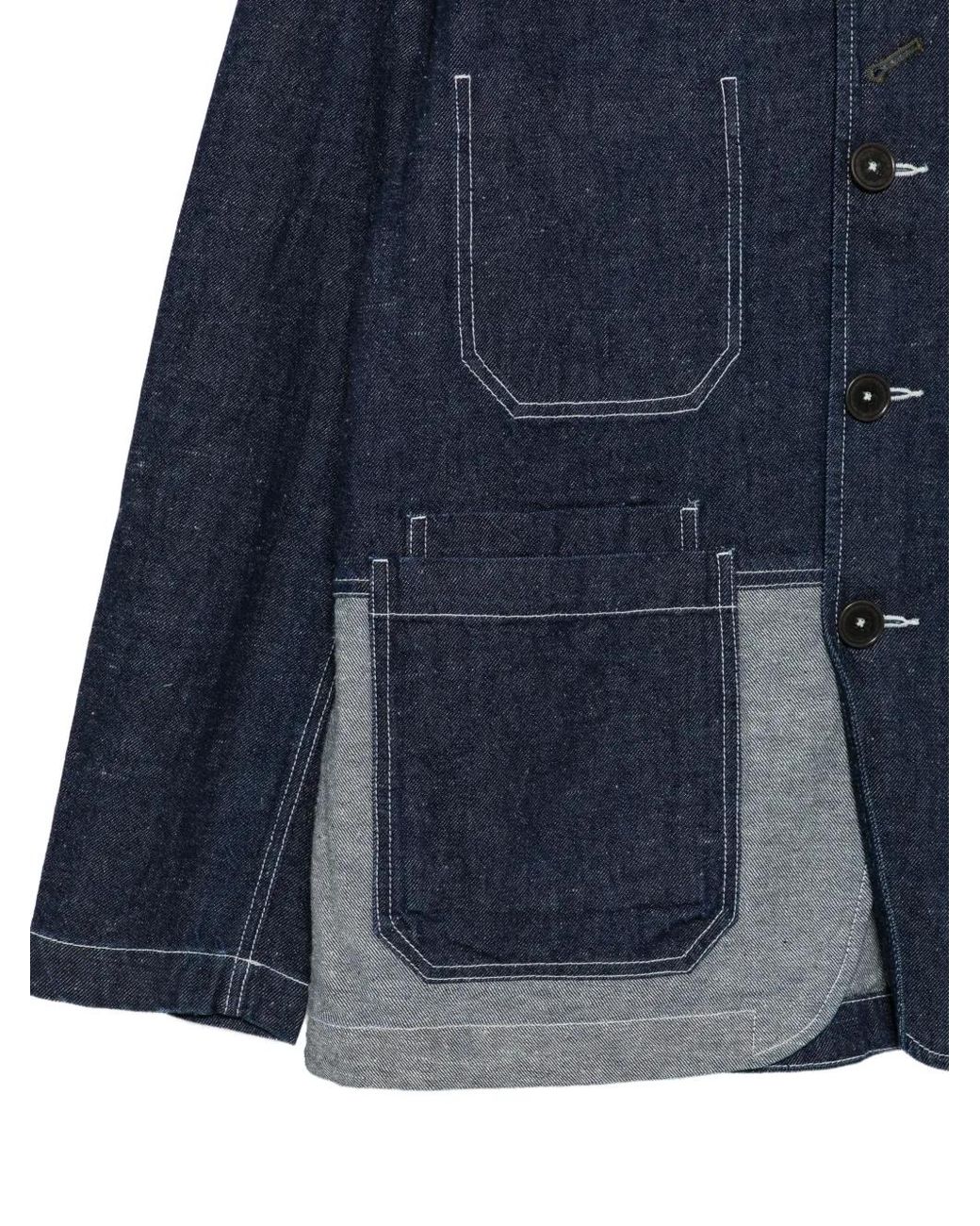 Universal Works Blue Patchwork Denim Jacket for men