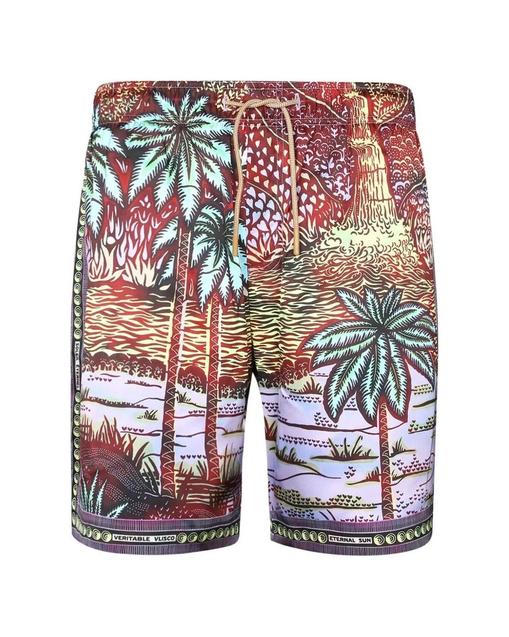 VLISCO DIALOGUES Blue Landscape-Print Swim Shorts for men