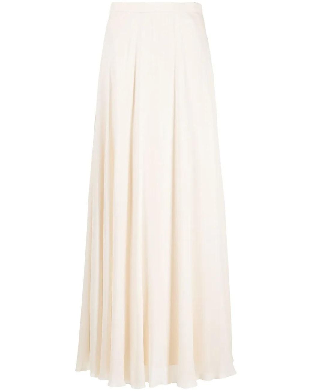 Ralph Lauren White A-Line Crepe Maxi Skirt
