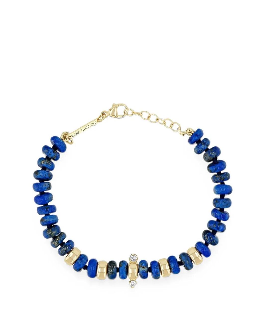 Zoe Chicco Blue Lapis And Diamond Beaded Bracelet