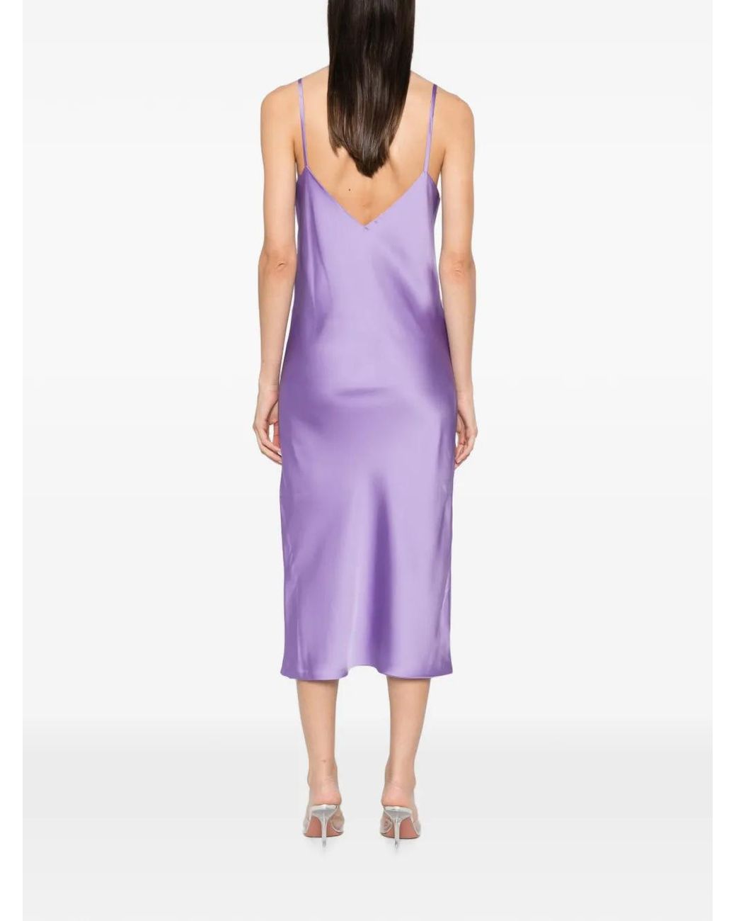 Norma Kamali Purple Robe-Nuisette À Effet De Velours