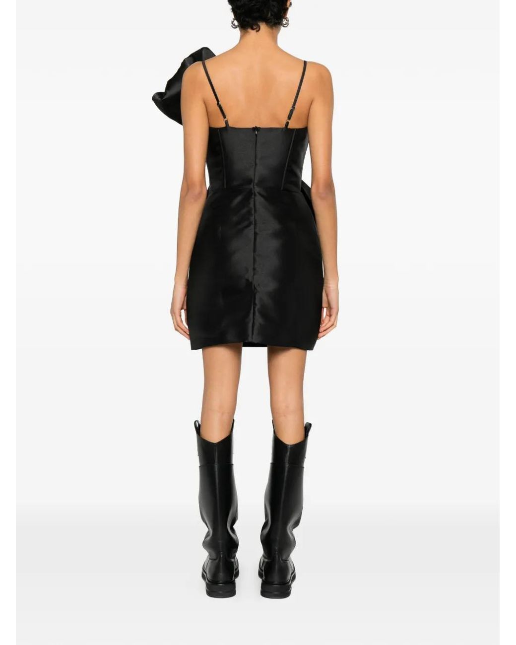 Marques'Almeida Black Bow V-Neck Mini Dress