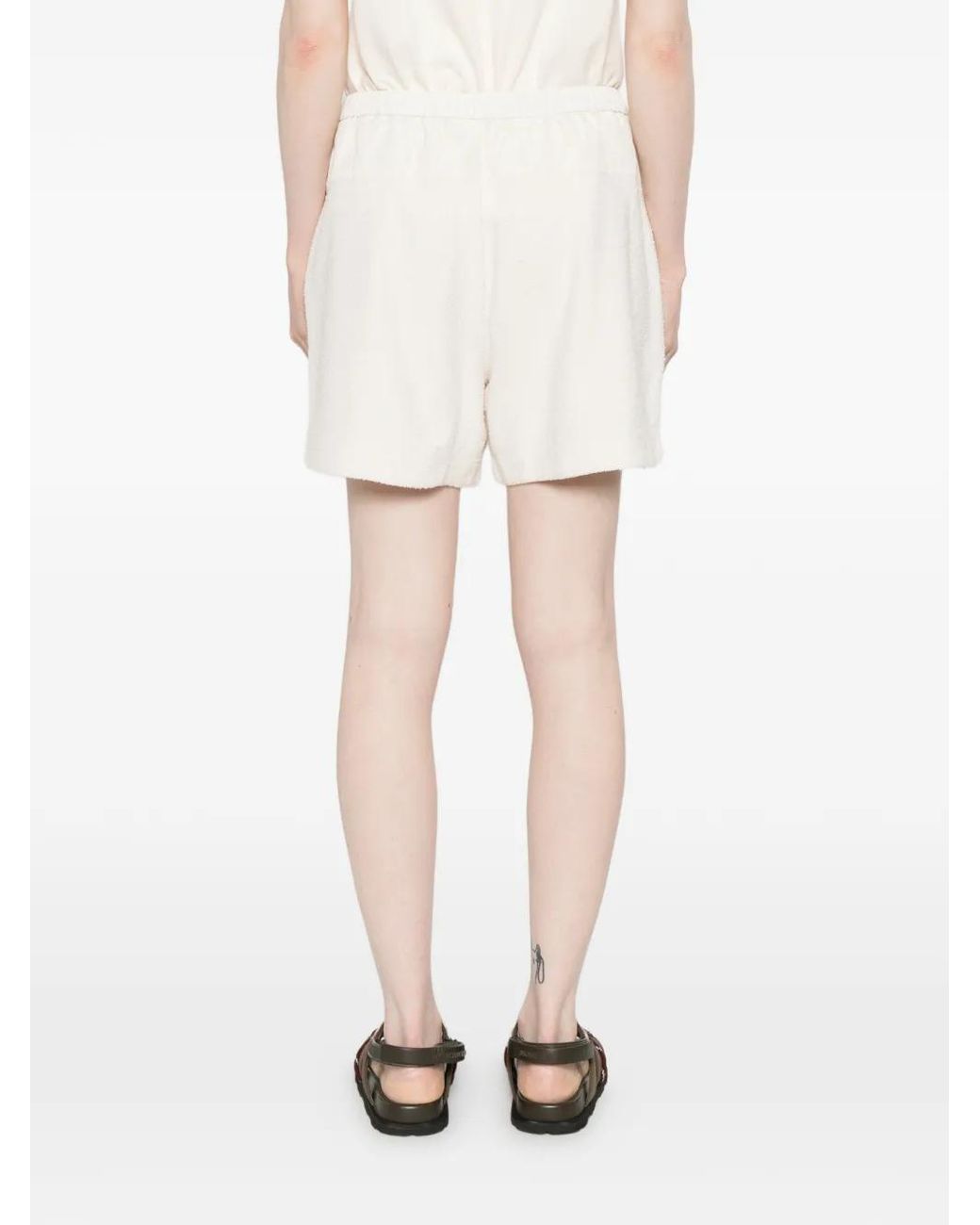 Moncler White Logo-Patch Drawstring Shorts
