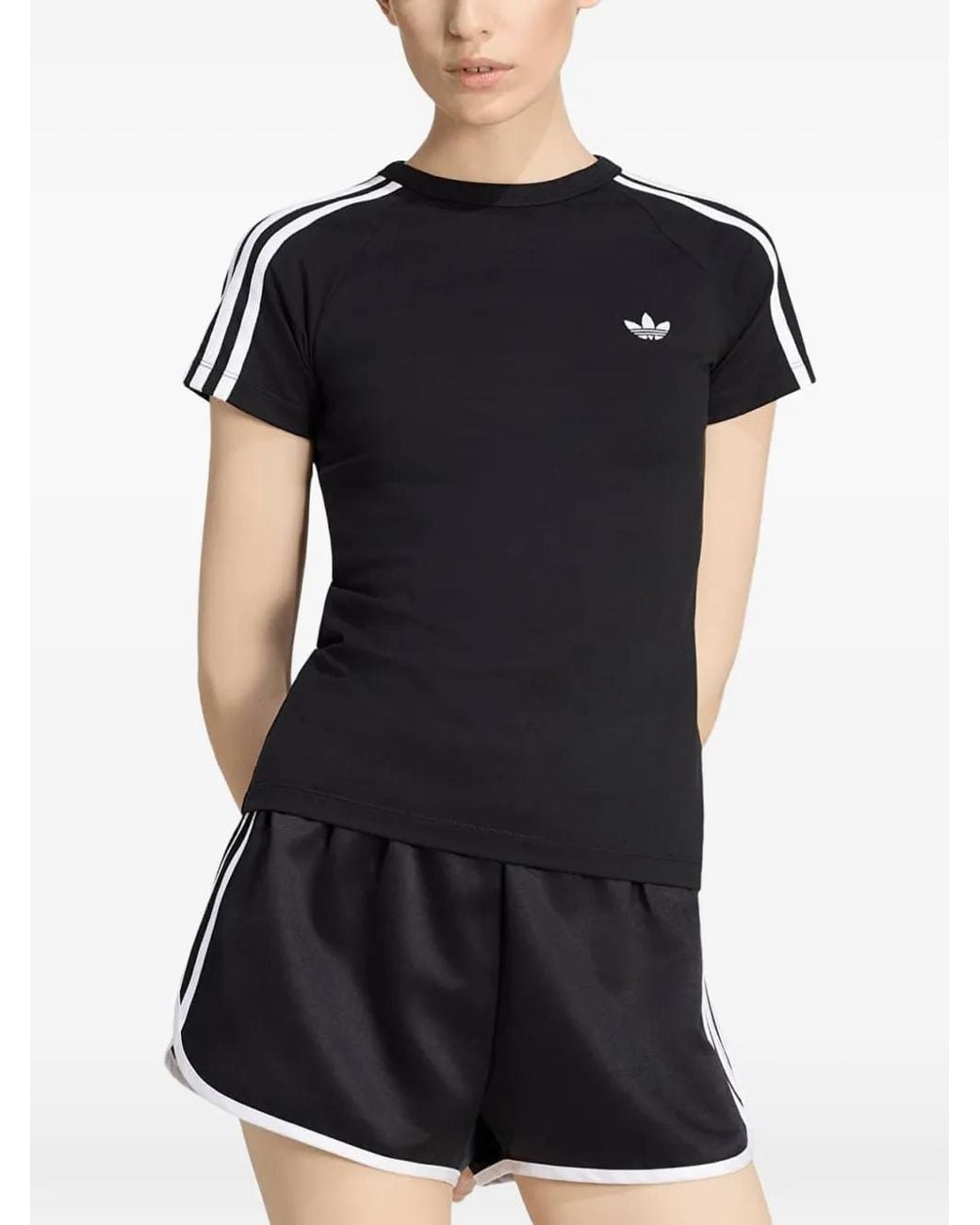 Adidas Black Side-Stripe Trefoil-Logo T-Shirt