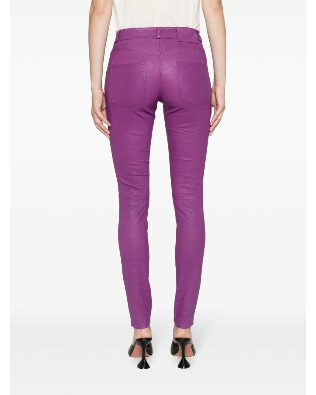 Zadig & Voltaire Purple Phlame Crinkled Leather Trousers