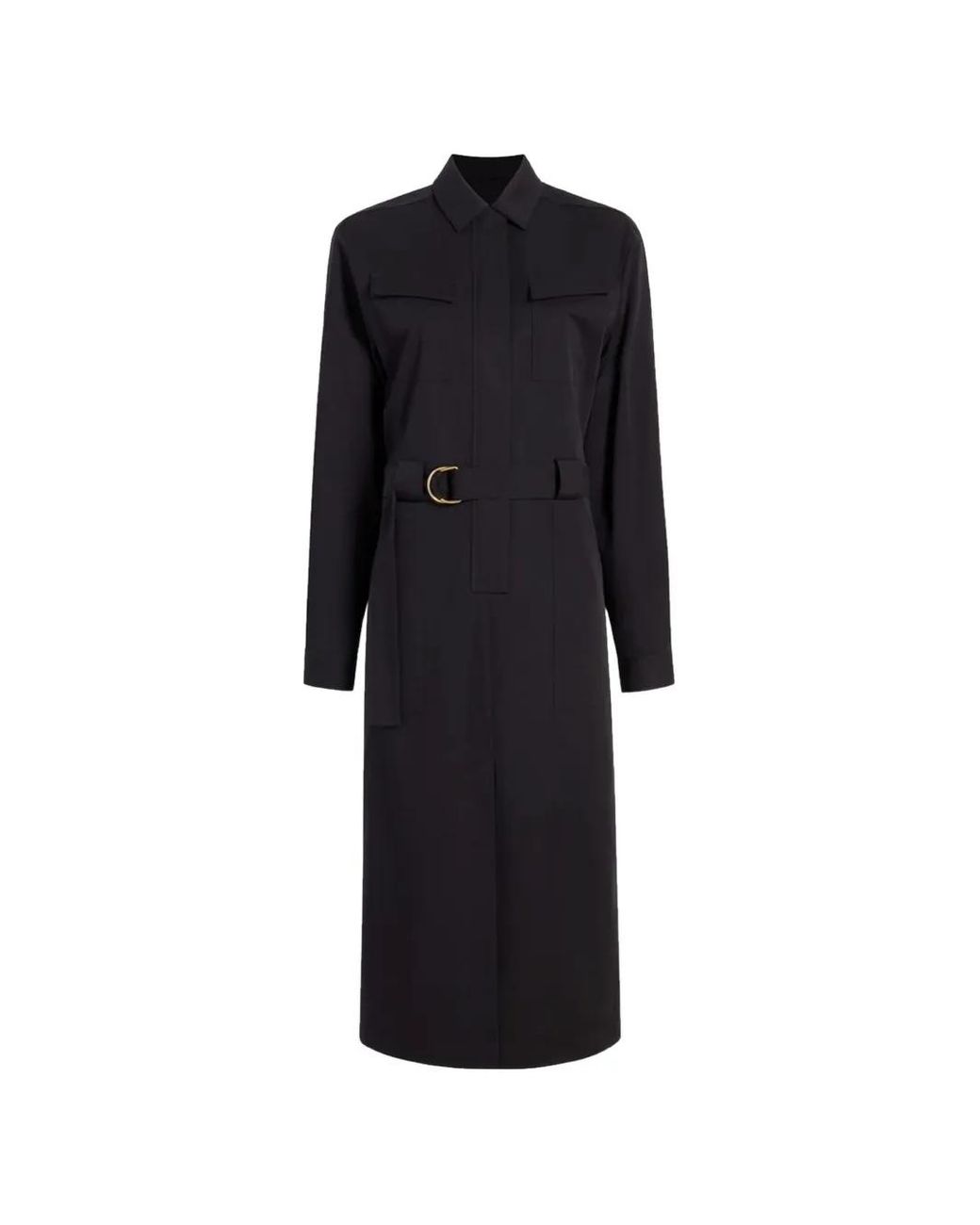 Another Tomorrow Black Belted Utility Dress