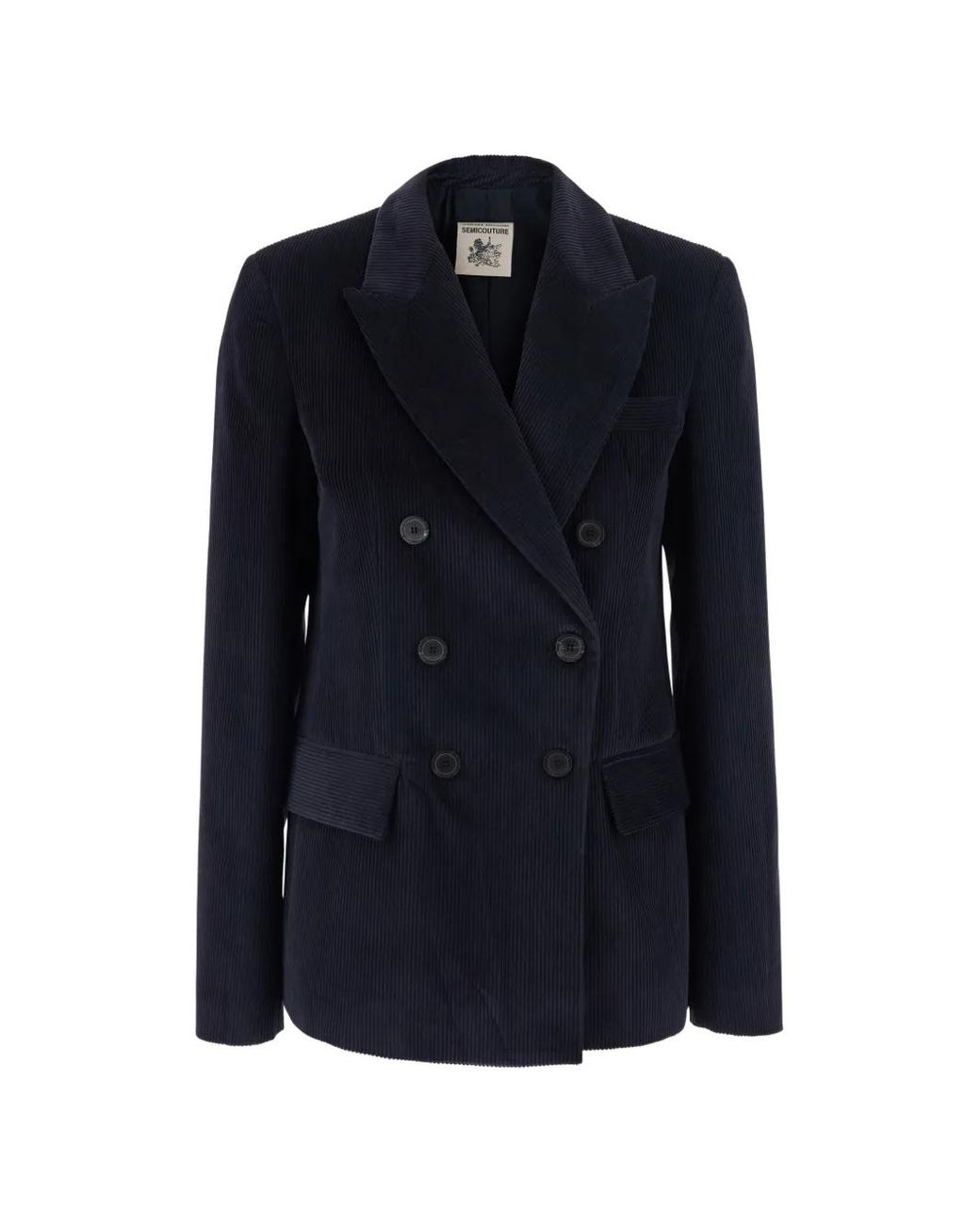 Semicouture Blue Double-Breasted Corduroy Jacket