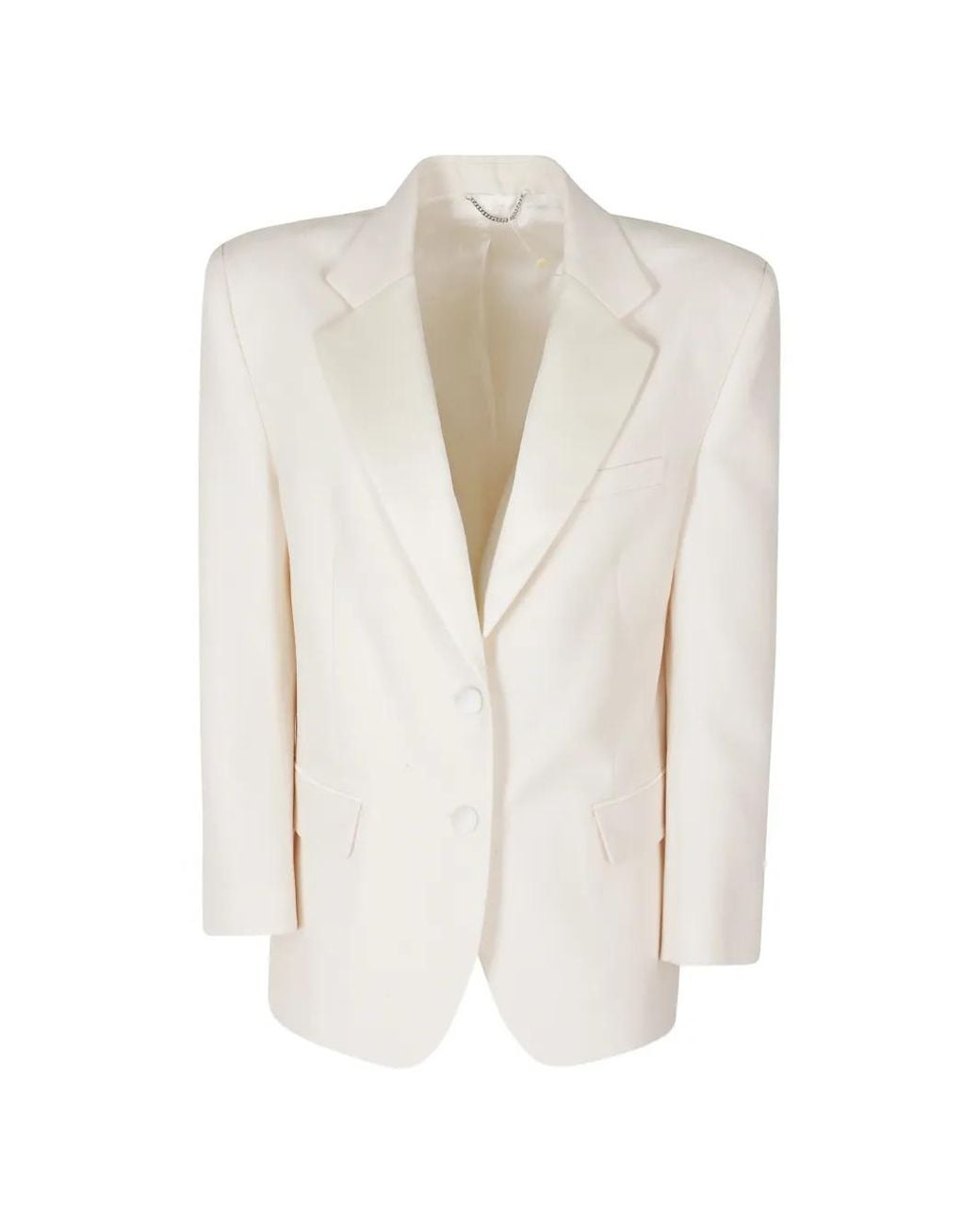 Magda Butrym White Satin-Lapel Blazer