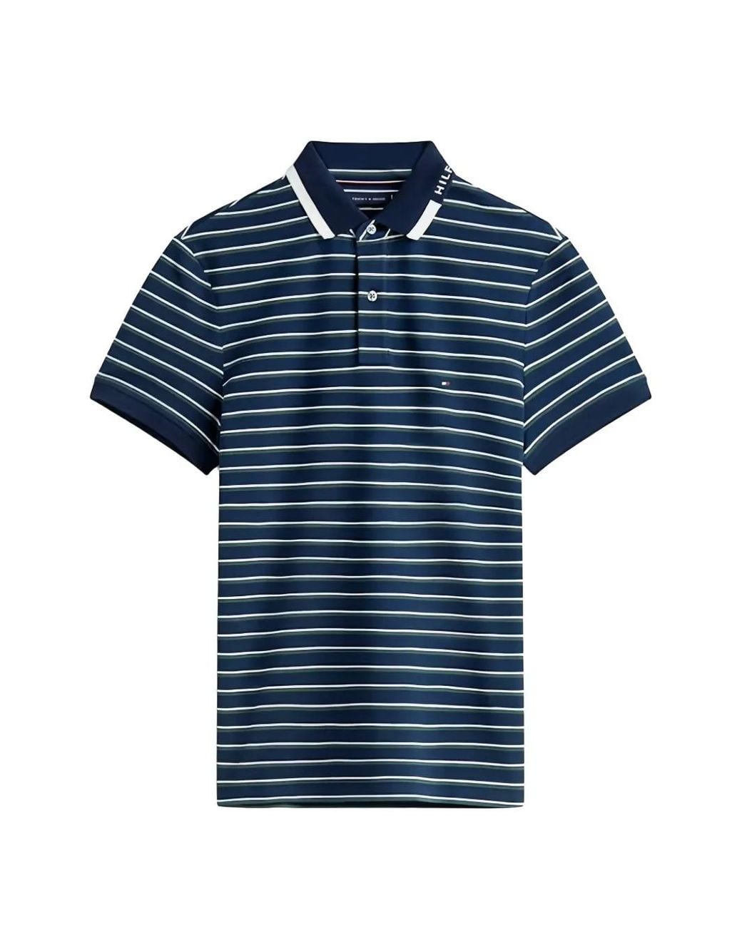 Tommy Hilfiger Blue Striped-Pattern Polo Shirt for men