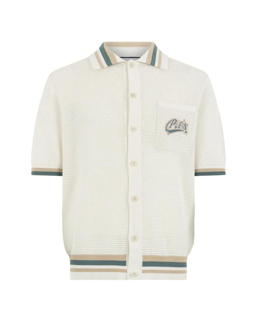 Philipp Plein White Logo-Star Patch Short-Sleeve Shirt for men