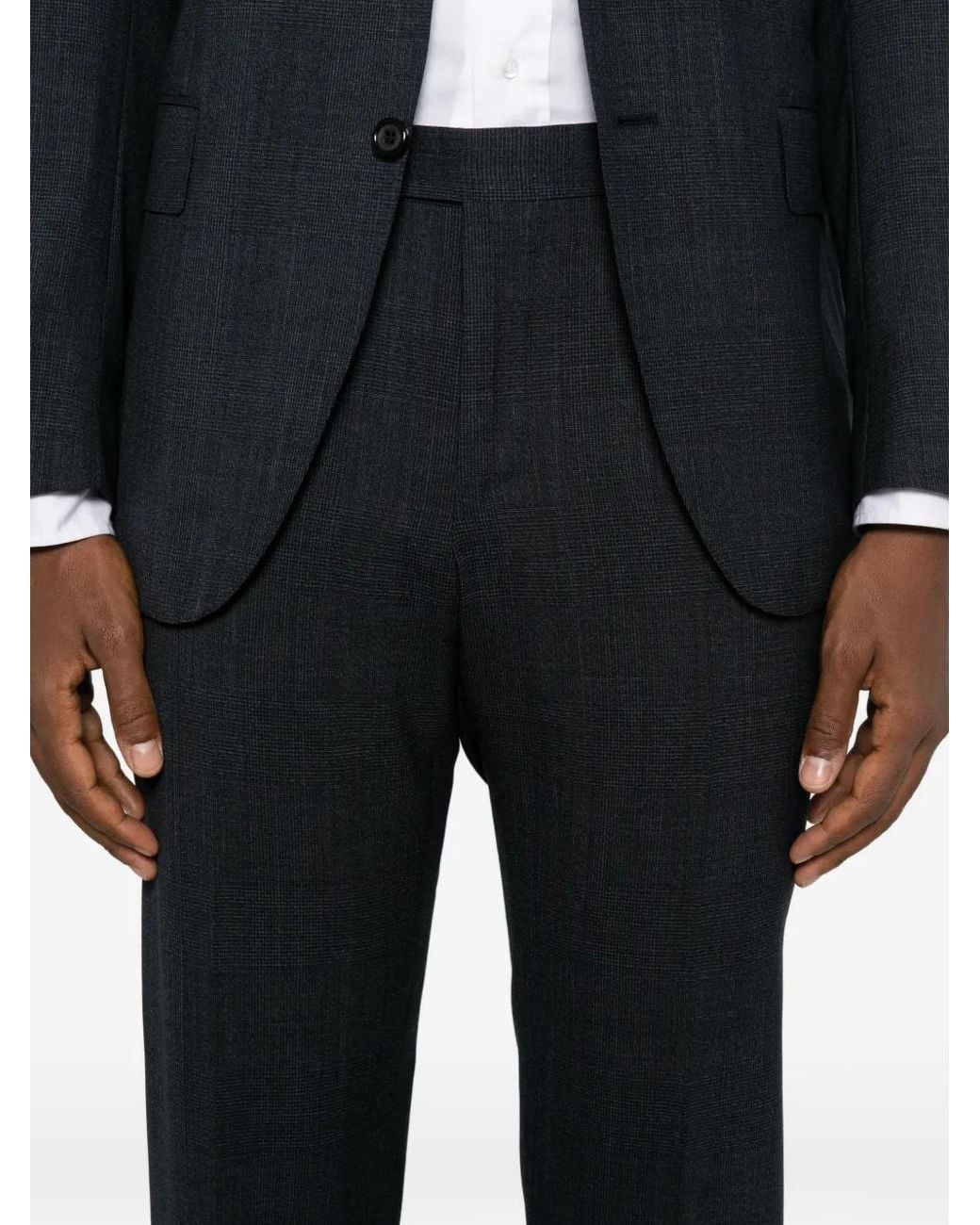 Canali Blue Prince Of Wales-Check Wool Suit for men