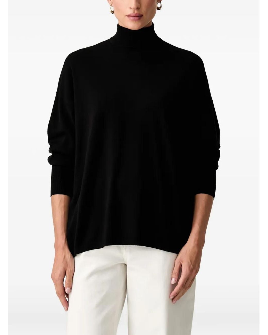 Trussardi Black High-Neck Embroidered-Logo Sweater