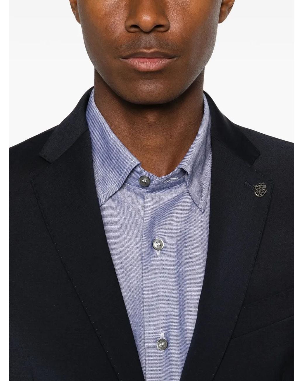 Daniele Alessandrini Blue Notched-Lapel Single-Breasted Suit for men