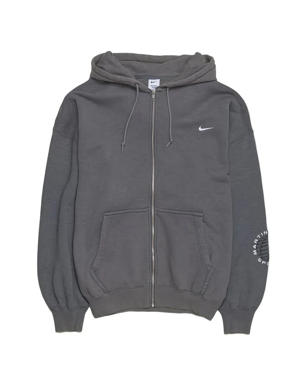 Nike Gray X Martine Rose Logo-Embroidered Zip-Up Hoodie