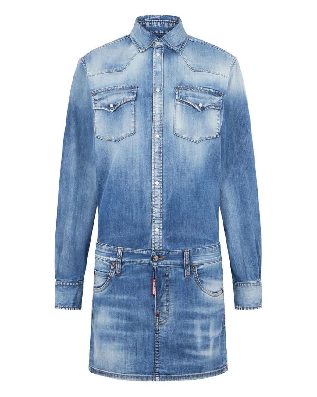DSquared² Blue Light Wash Trucker Dress