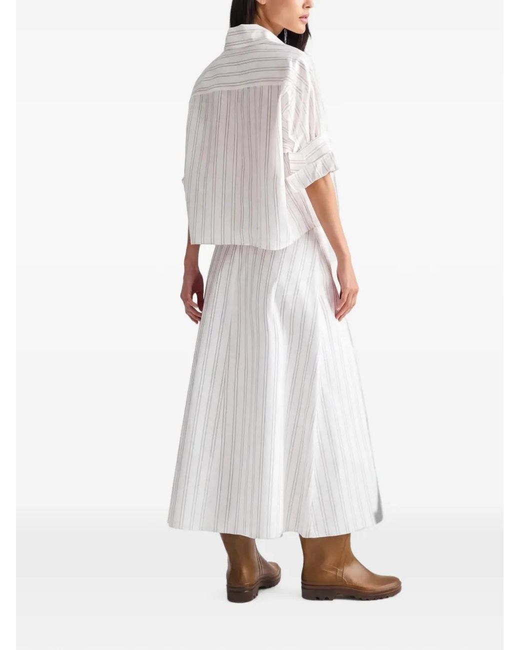 Twp White Striped Tie Shirt