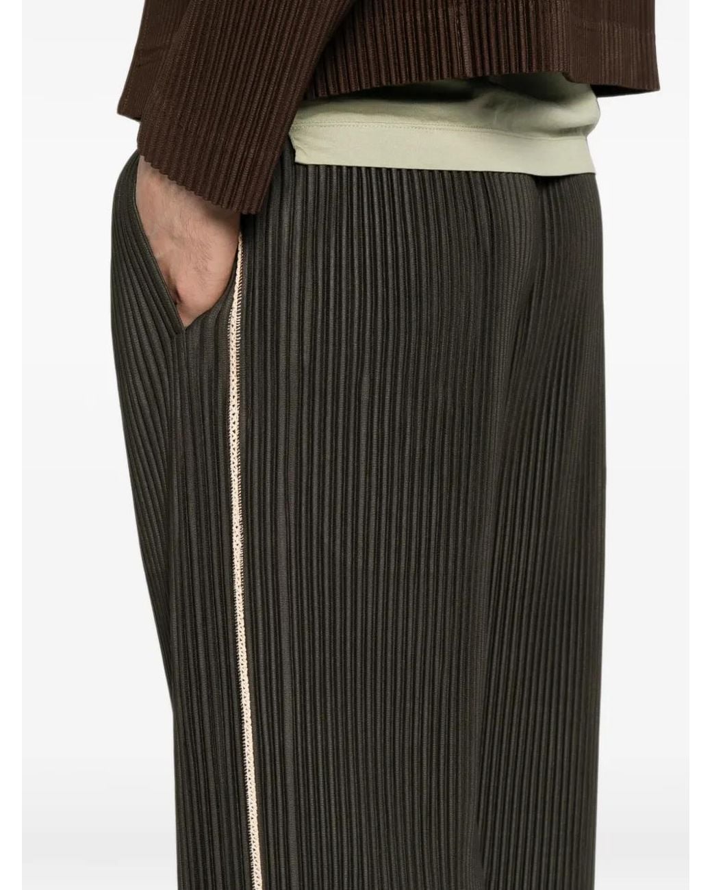 Homme Plissé Issey Miyake Black Pleated Cropped Trousers for men