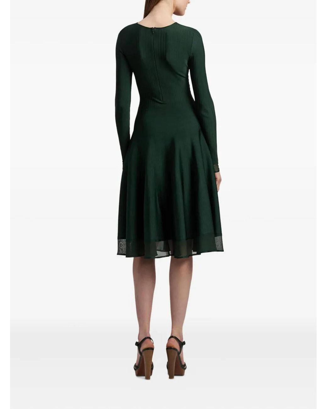 Ralph Lauren Black Long-Sleeve Ribbed Midi Dress