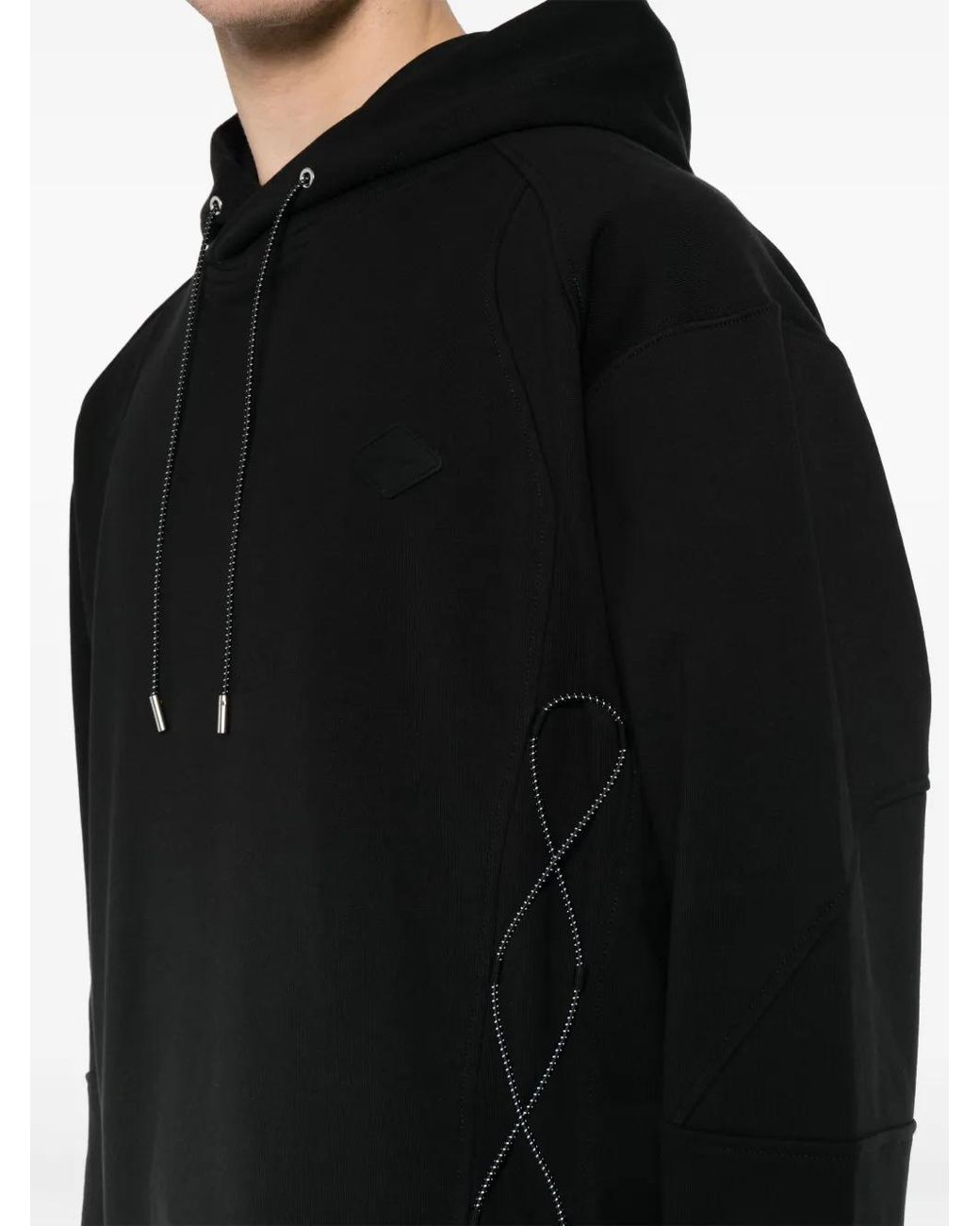 Spoonyard Black Logo-Appliqué Panelled Hoodie for men