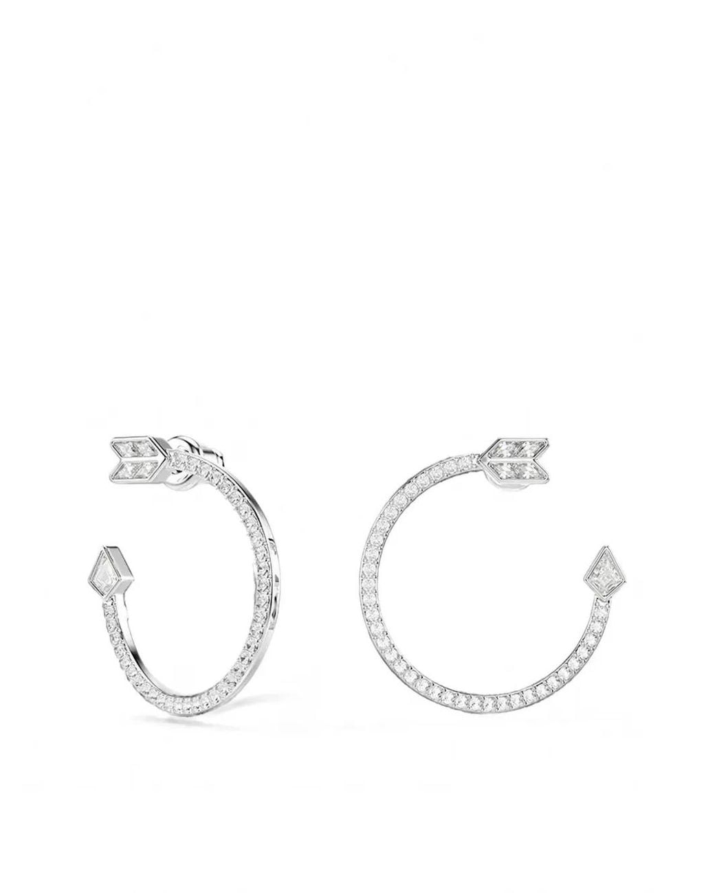 Swarovski Natural Idyllia Crystal-Embellished Arrow Hoop Earrings