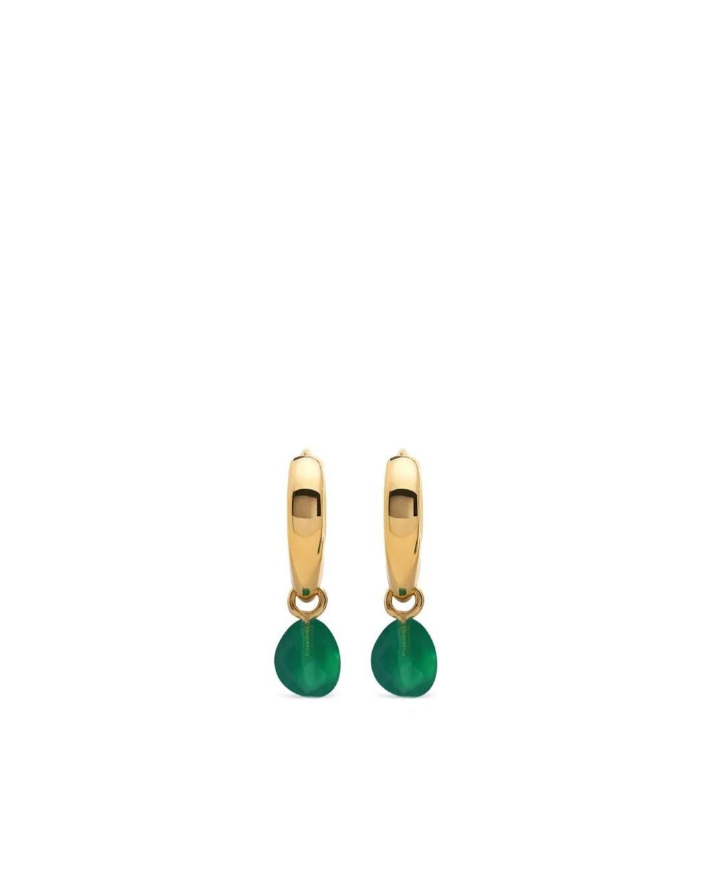 Monica Vinader Green Rio Onyx-Drop Huggie Earrings