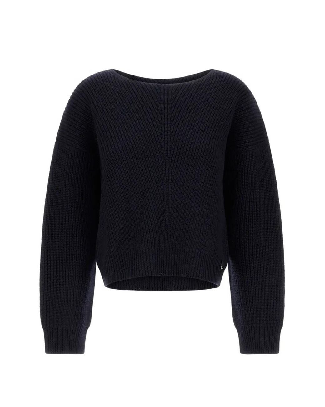 Herno Blue Corncob-Stitch Boat-Neck Sweater