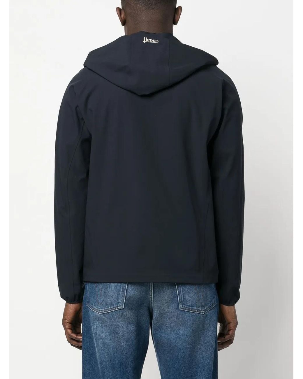 Herno Blue Zip-Up Hooded Bomber Jacket for men