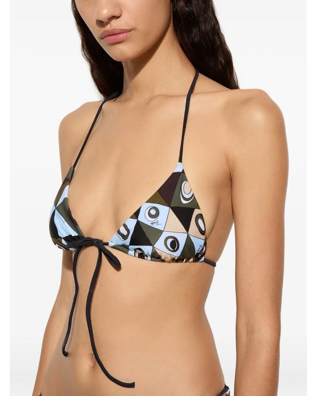 Emilio Pucci White Occhi-Print Adjustable Bikini Bottoms