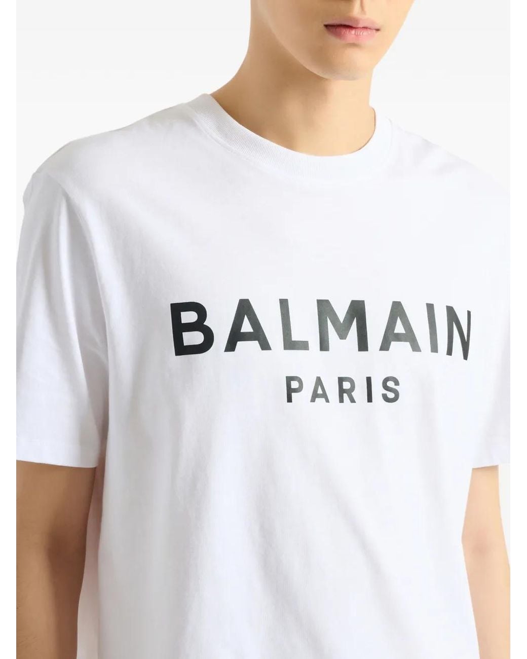 Balmain White Printed Paris T-Shirt for men