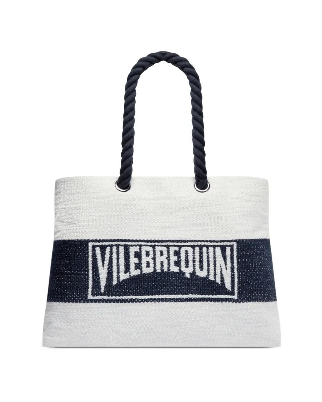 Vilebrequin White Sac De Plage À Logo En Jacquard Et Poignée En Corde