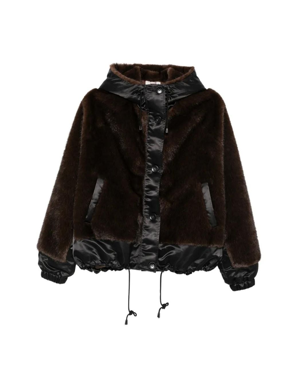 VALENTINI 1972 Black Faux-Fur Panelled Coat