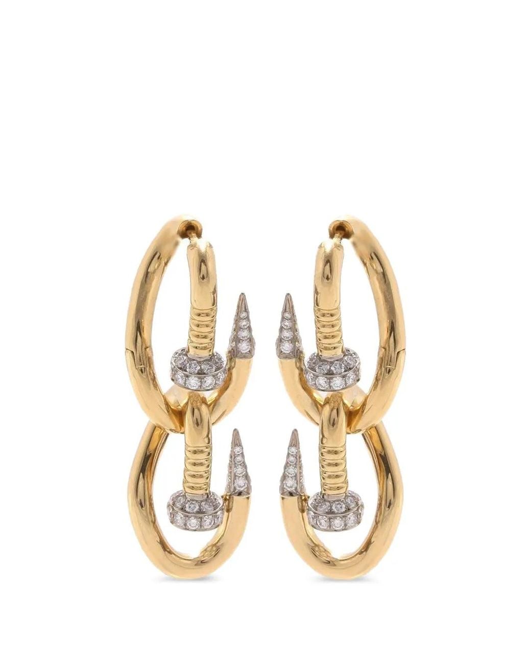 David Webb Metallic Double Bent Nail Diamond Earrings
