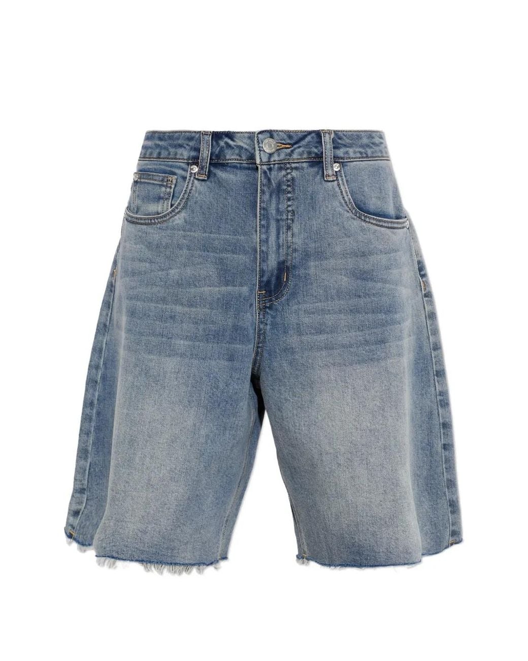 Gestuz Blue Gznoma Raw-Cut Denim Shorts
