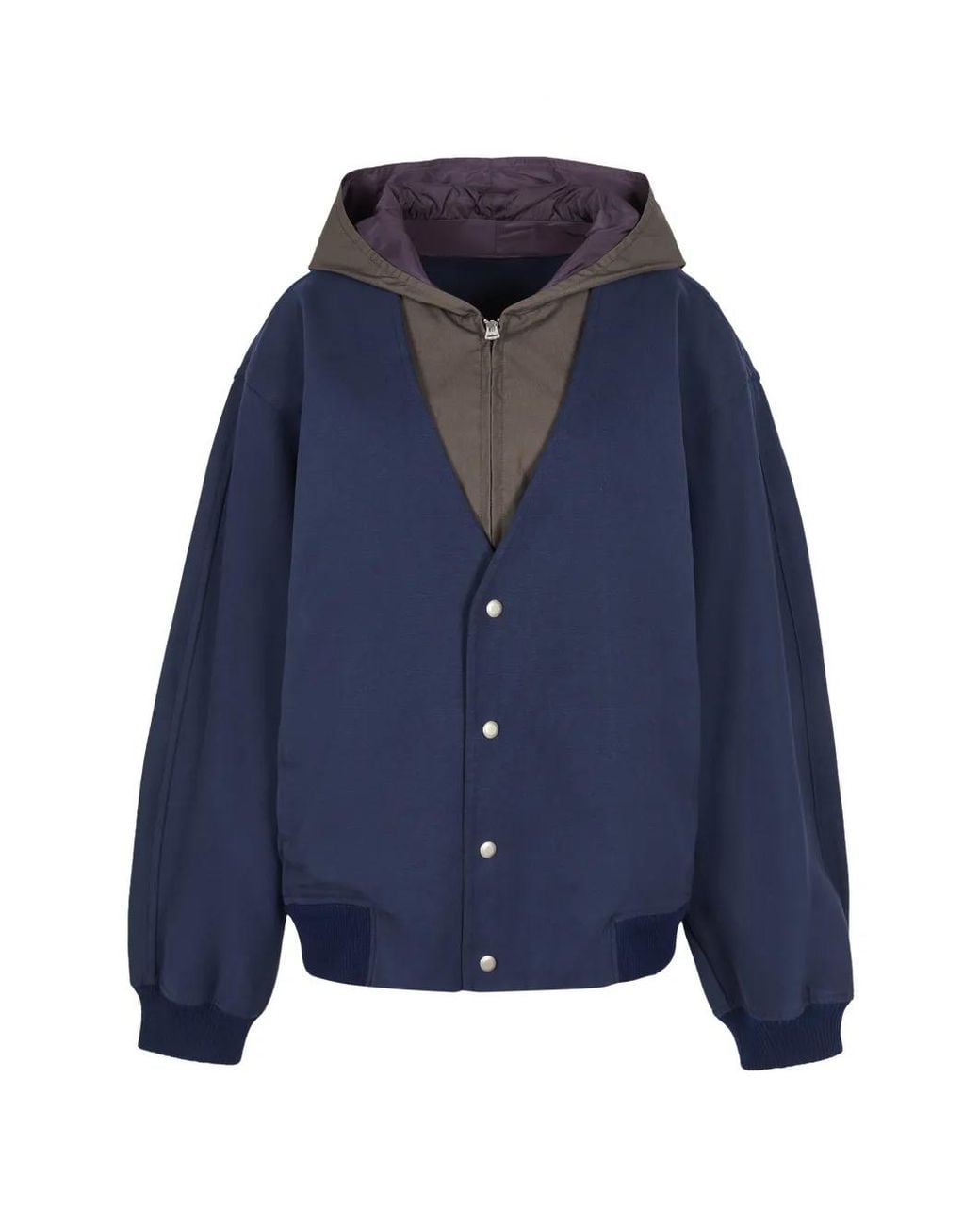CROQUIS Blue Mock-Layer V-Neck Jacket for men