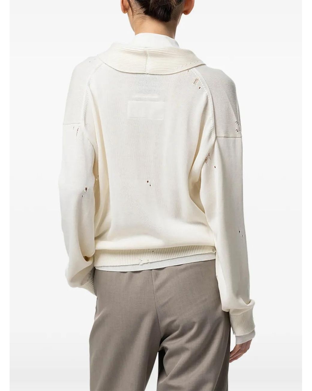 Maison Mihara Yasuhiro White Layered Knit Cardigan