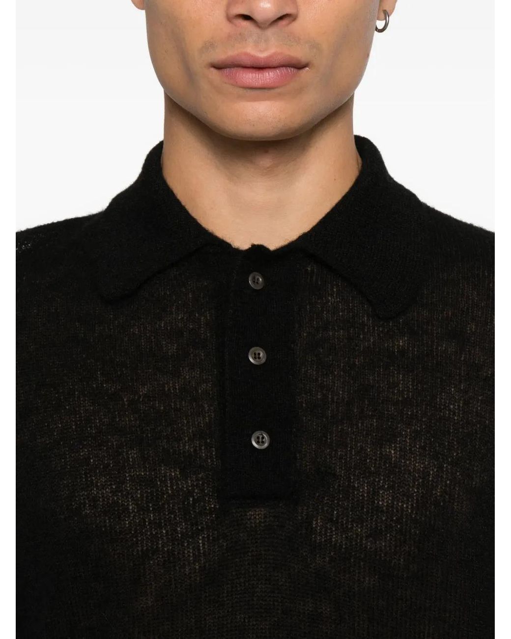 Rier Black Button Fastening Polo Shirt for men