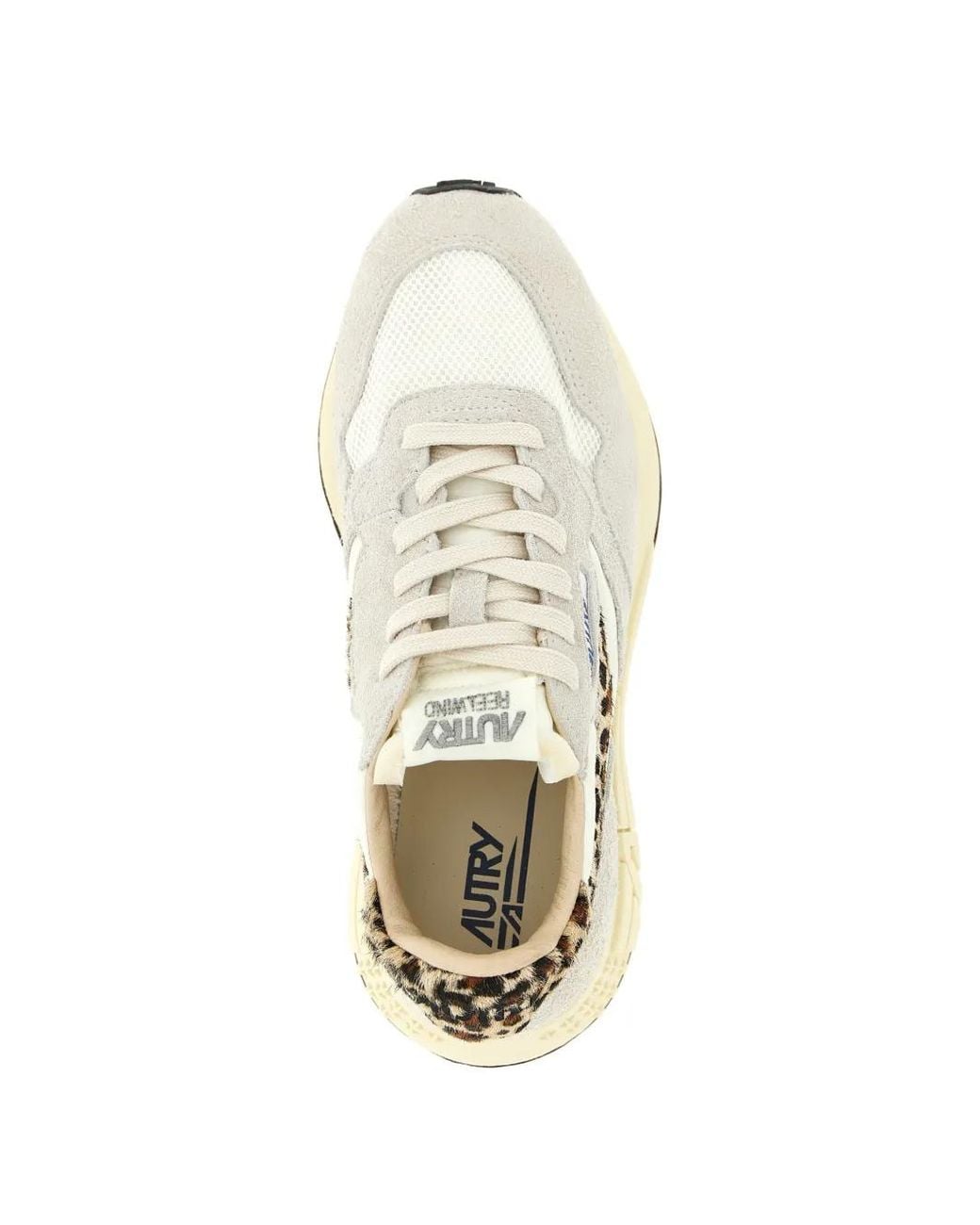 Autry White Leopard-Print Panelled Sneakers