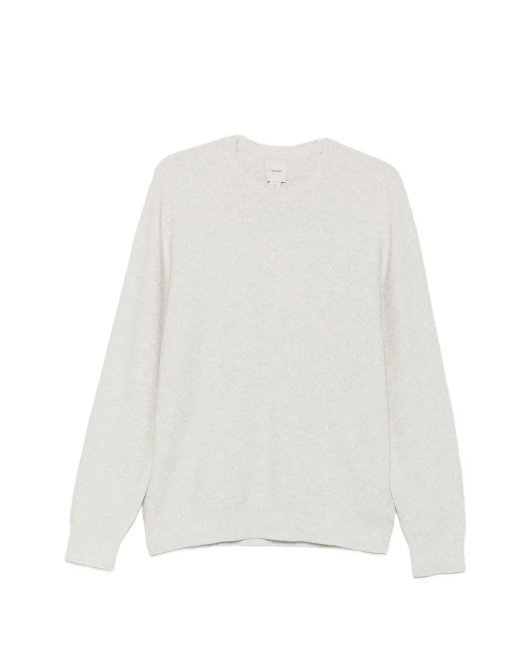 Calvin Klein White Textured Cotton Sweater for men