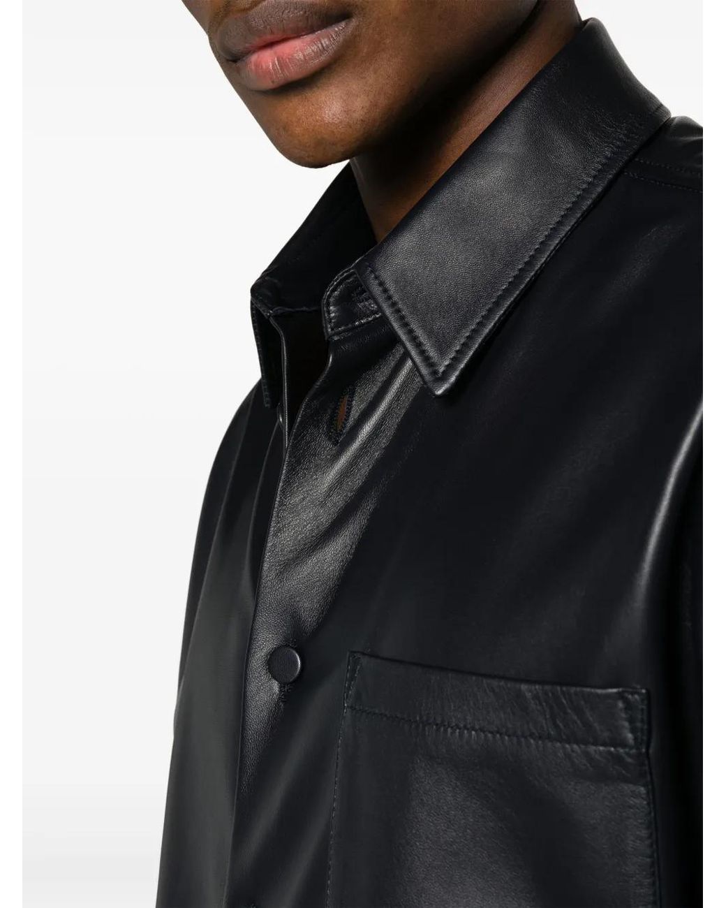 Off-White c/o Virgil Abloh Black Panelled Lambskin Overshirt for men