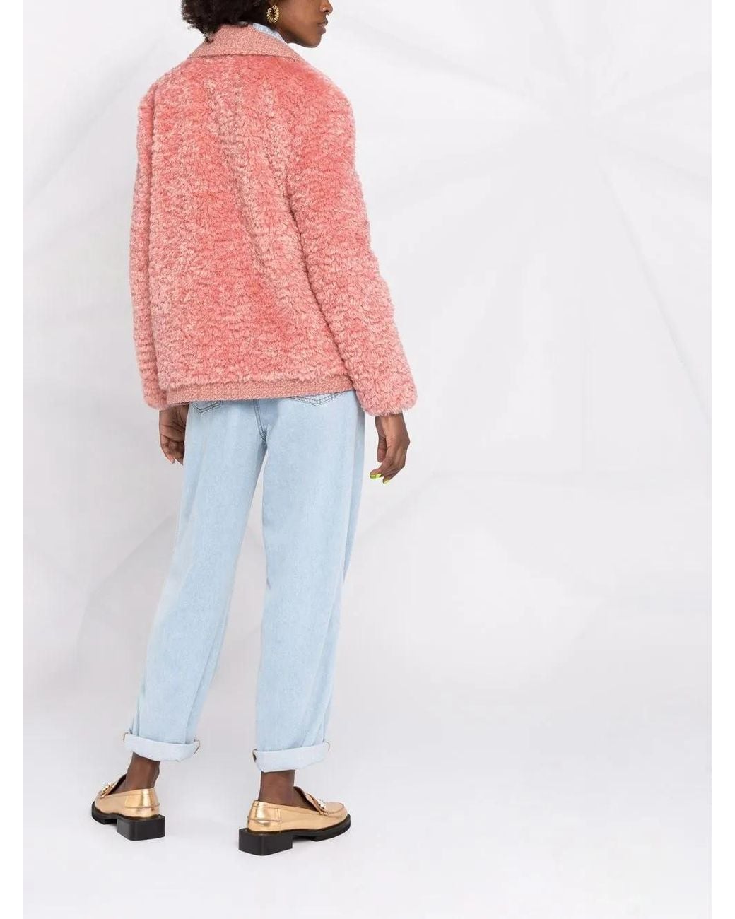 Boutique Moschino Pink Textured Double-Breasted Blazer