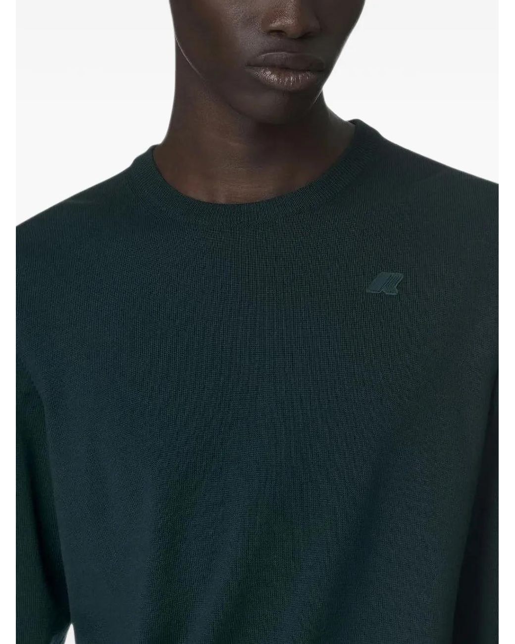 K-Way Blue Crew-Neck Logo-Patch Sweater for men